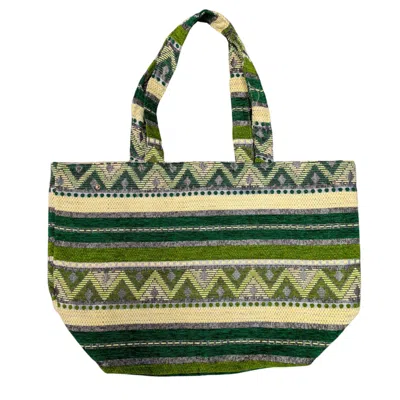 Berber Leather Women's Green / Neutrals The Nador Large Expandable Fabric Tote In Green