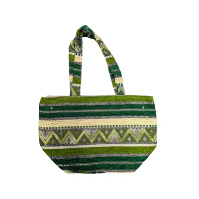 Berber Leather Women's Green / Neutrals The Nador Small Expandable Fabric Tote In Green