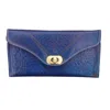 Berber Leather Women's Leather Tri-fold Purse Blue