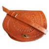 Berber Leather Women's Neutrals / Brown The Temara Embossed Saddle Bag In Light Brown