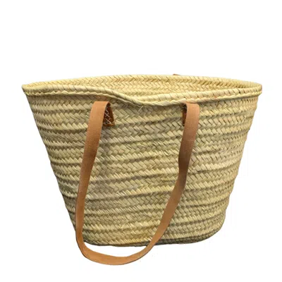 Berber Leather Women's Neutrals The Safi Large Rattan Beach Tote Bag In Black