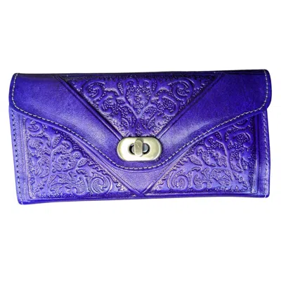 Berber Leather Women's Purple Leather Tri-fold Purse Violet