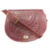 Berber Leather Women's Red The Temara Embossed Saddle Bag In Oxblood In Red