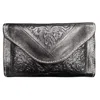 Berber Leather Women's Small Leather Tri-fold Purse Black