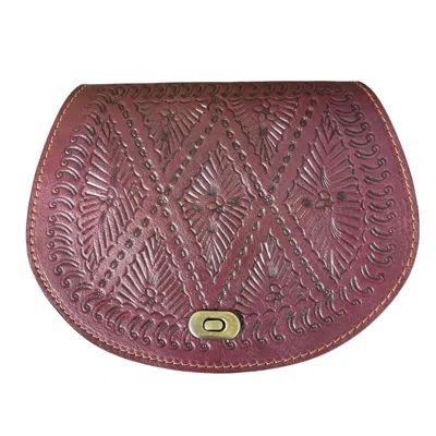 Berber Leather Women's The Temara Embossed Saddle Bag In Dark Red