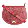 Berber Leather Women's The Temara Embossed Saddle Bag In Red