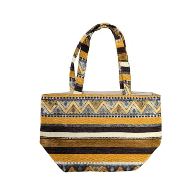 Berber Leather Women's Yellow / Brown The Nador Small Expandable Fabric Tote In Yellow In Multi
