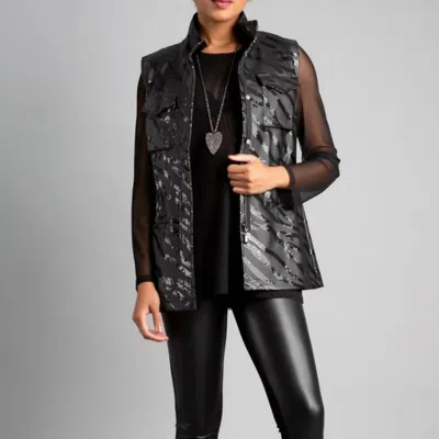 Berek Bling Bling Zebra Vest In Black In Animal Print