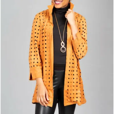 Berek Faux Suede Shimmer Topper In Tan In Yellow
