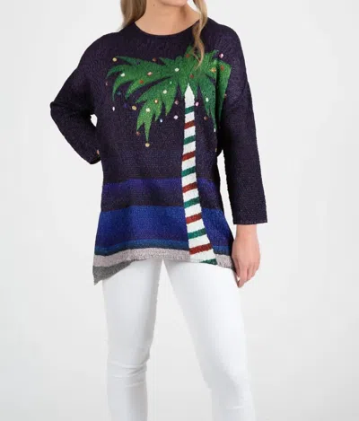 Berek Holiday Palms Long Sleeve Tunic In Multi Green Navy In Purple
