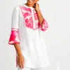 BEREK PARADISE LINEN TUNIC IN WHITE WITH PINK