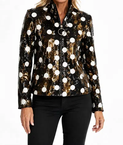 Berek Sequin Reversible Polka Dot Jacket In Black Gold White