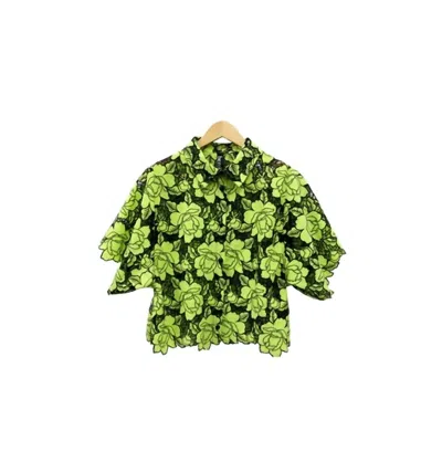 Berek Women's Lazer Garden Shirt In Kiwi/ Black In Multi
