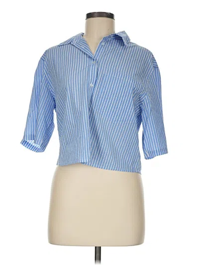 Pre-owned Berenice 3/4 Sleeve Button Down Shirt In Blue