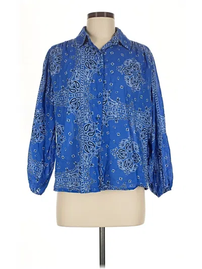 Pre-owned Berenice 3/4 Sleeve Button Down Shirt In Blue