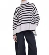 Berenice Annie Turtleneck Sweater In Stripes Off White In Multi