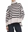 Berenice Annie Turtleneck Sweater In Stripes Off White In Multi