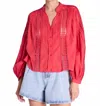 Berenice Celinda Embroidered Blouse In Coral In Red