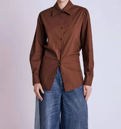 Berenice Charmie Fitted Button Down Shirt In Brown