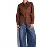 Berenice Charmie Fitted Button Down Shirt In Brown In Brown