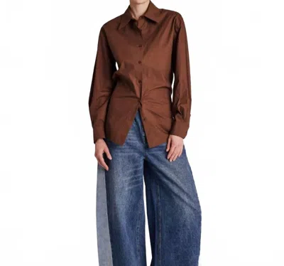 Berenice Charmie Fitted Button Down Shirt In Brown