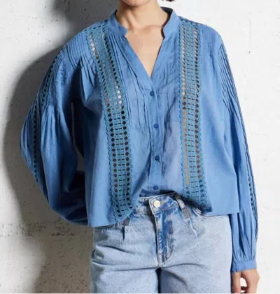 Berenice Chemise Brodie Balloon Blouse In Blue