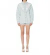 Berenice Chemise Denim Brodee Button Down Top In Light Blue In Blue