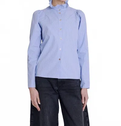 Berenice Clauthide Short Striped Shirt In Sky Blue