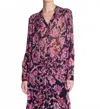 Berenice Erika Long-sleeved Sheer Blouse In Black Floral Print In Multi