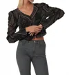 Berenice Astra Lurex Mock Neck Top In Gray In Gray