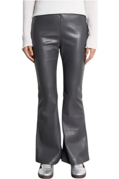 Berenice Faux Leather Flare Pants In Anthracite Grey In Black