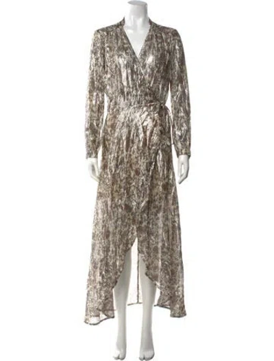 Pre-owned Berenice Floral Print Long Dress In Neutrals