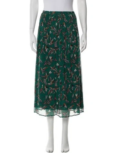 Pre-owned Berenice Floral Print Midi Length Skirt In Green
