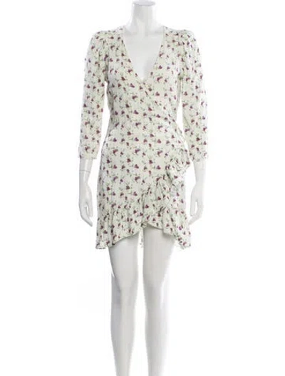 Pre-owned Berenice Floral Print Mini Dress In White