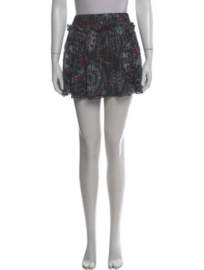 Pre-owned Berenice Floral Print Mini Skirt In Black