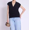 Berenice Gustave Sleeveless V-neck Buttoned Cardigan In Black In Black