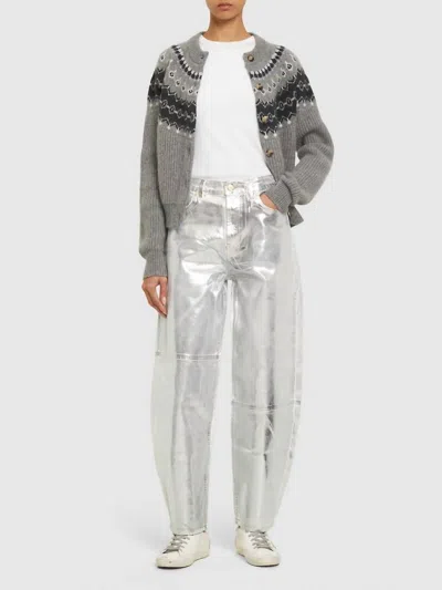 Berenice High Rise Wide Leg Jeans In Light Silver In Multi