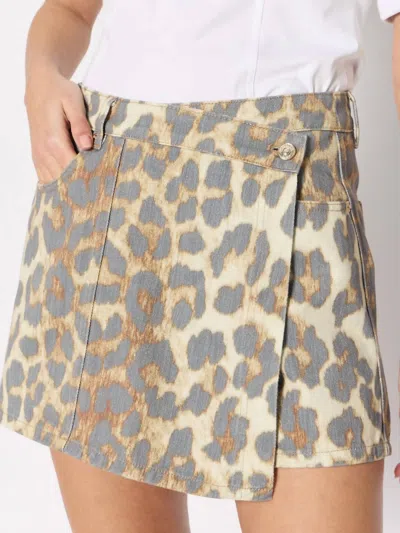 Berenice Jery Leopard Skort In Brown