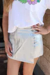 Berenice Jery Metallic Mini Skort In Light Silver In Multi