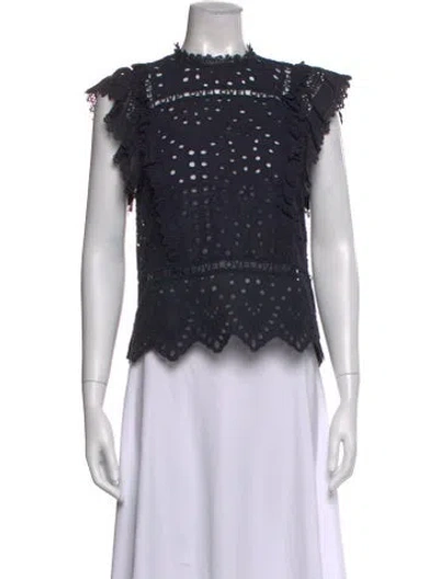 Pre-owned Berenice Lace Pattern Sleeveless Top In Black