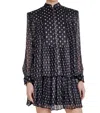 Berenice Long Sleeve Chiffon Top In Black In Black