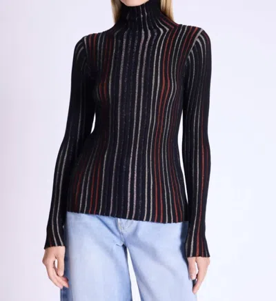 Berenice Lurex Turtleneck Top In Black Multi