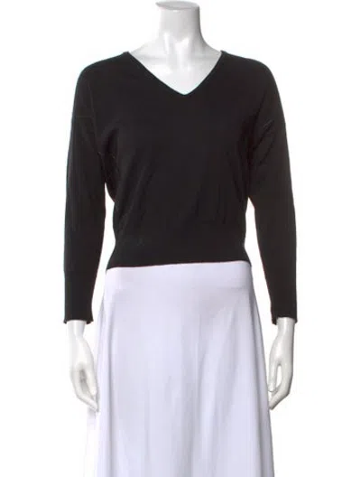 Pre-owned Berenice Merino Wool V-neck Sweater In Black