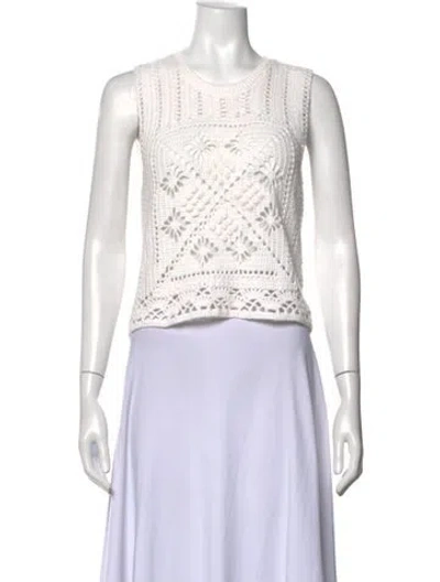 Pre-owned Berenice Patterned Crew Neck Sweater In White
