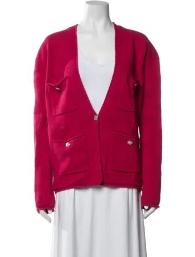 Pre-owned Berenice Patterned Plunge Neckline Sweater In Pink