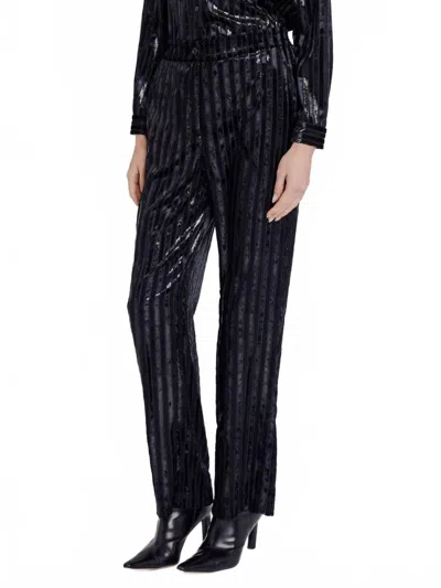 Berenice Peneloppe Droit Trouser In Stripe Burnout Black
