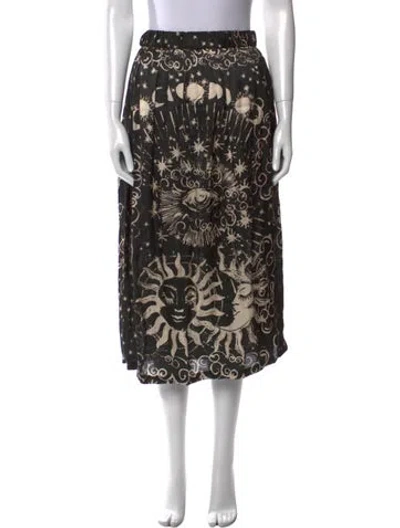 Pre-owned Berenice Printed Midi Length Skirt In Black