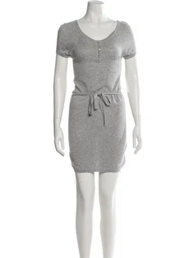 Pre-owned Berenice Scoop Neck Mini Dress In Gray