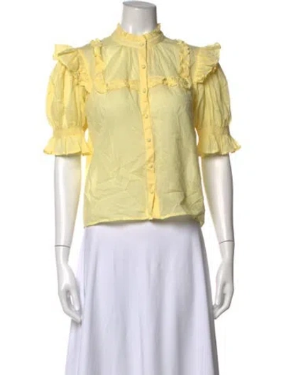 Pre-owned Berenice Short Sleeve Blouse In Yellow
