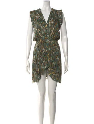 Pre-owned Berenice Silk Mini Dress In Green